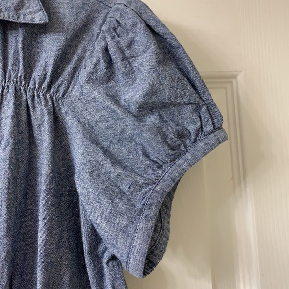 🌷3 for$25🌷She’s Cool, US L, Light Blue Denim & Plaid Short Sleeved Shirt Dress - Picture 7 of 9